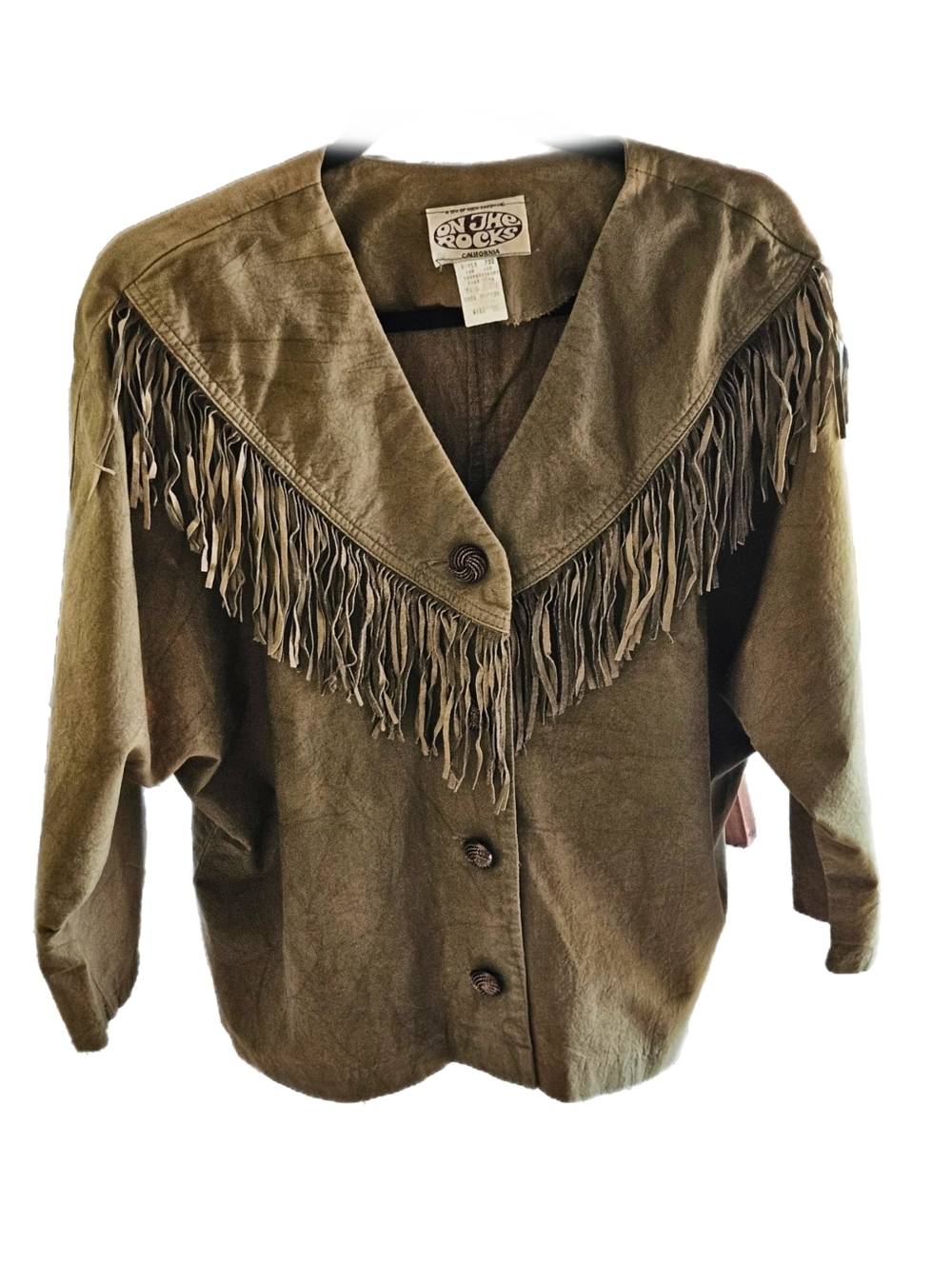 Vintage "On The Rocks" Western Fringe Shirt Festival Cowgirl Size L